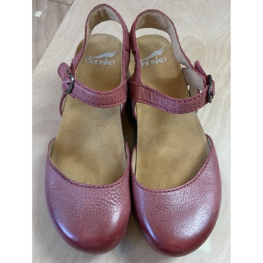 Dansko Tiffani Clog Women 37 Coral Leather Chunky Sandals Shoes US 6.5-7 Comfort